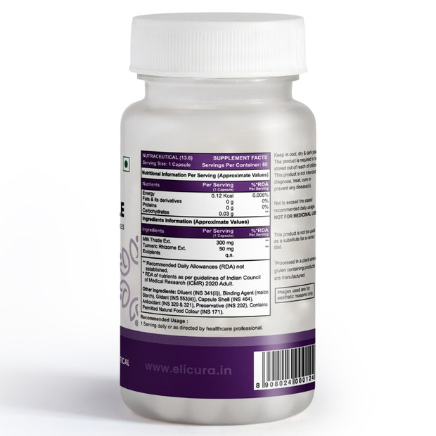 Elicura Milk Thistle Seed Extract 300mg | Liver Health Support