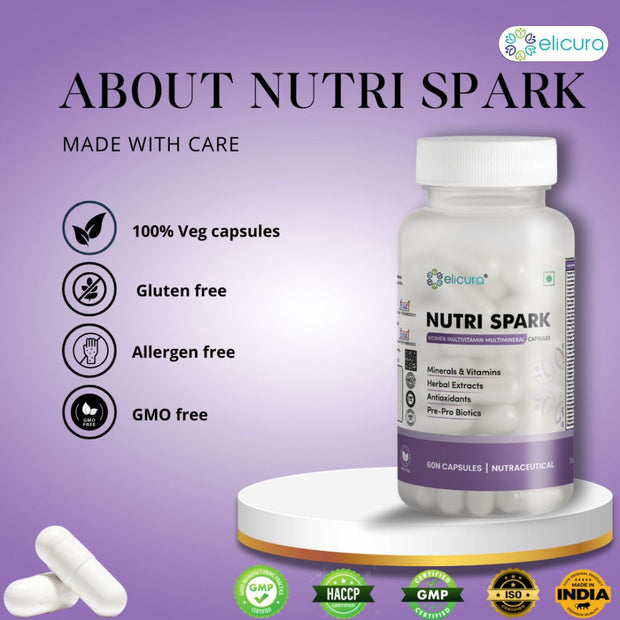 Elicura NutriSpark Female Multivitamin | 38 Ingredients for Wellness