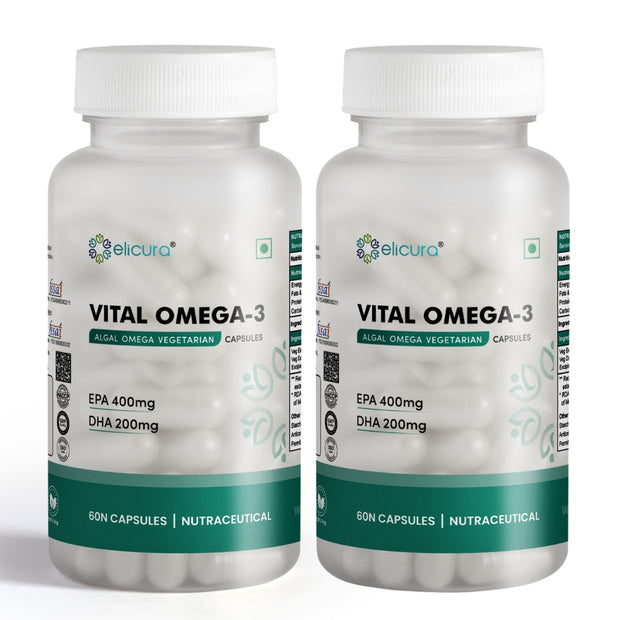 Elicura Vital Plant-based Omega-3 Supplement | 60 Veg Capsules with EPA & DHA