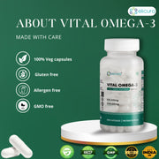 Elicura Vital Plant-based Omega-3 Supplement | 60 Veg Capsules with EPA & DHA